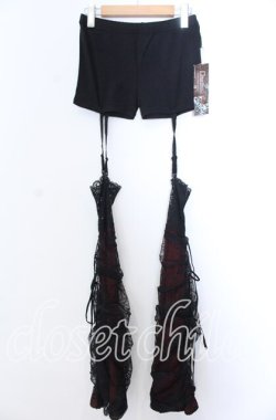 画像1: Qutie Frash / クモメッシュレッグウォーマー  ブラック×レッド O-25-11-19-044-QU-PA-IG-OS