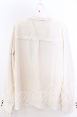 画像2: axes femme / リボンタイ付プチフリルブラウス L キナリ O-25-11-19-046-AX-BL-OW-OS