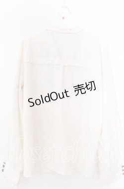 画像2: axes femme / リボンタイ付プチフリルブラウス L キナリ O-25-11-19-046-AX-BL-OW-OS