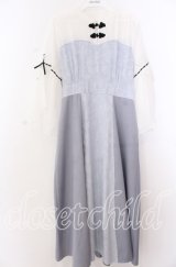 axes femme POETIQUE / チャイナボタンフレア袖ワンピース M ブルー O-25-11-19-047-AX-OP-OW-ZT1212G