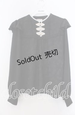 画像1: axes femme / チャイナ釦ジャカードブラウス F クロ O-25-11-19-048-AX-BL-OW-OS