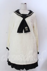 PUTUMAYO / テイルズオブベルセリアコラボ　ライフィセット・セーラーワンピ  ホワイト×ブラック O-25-11-19-007-PT-OP-IG-ZT130