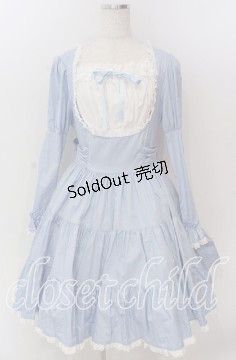 画像1: metamorphose / 胸切りかえティアードワンピース  サックス O-25-11-19-012-ME-OP-IG-OS (1)