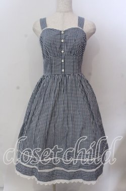 画像1: Victorian maiden / リボンギンガムサンドレス  ブルー O-25-11-19-016-CL-OP-OW-OS