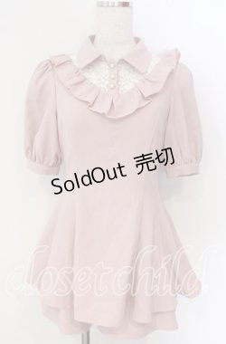 画像1: Secret Honey / デコルテレース半袖セットアップ  ピンク O-25-11-19-003-CA-OP-IG-OS