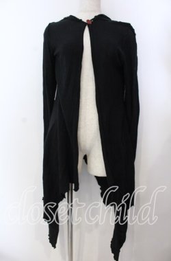 画像1: alice auaa / season42 [Beauty of Lamb] コットンニットフードイレギュラーカーデ  ブラック O-25-11-19-022-AA-TO-IG-OS