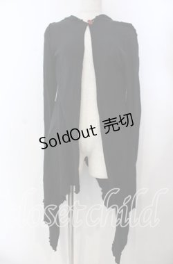 画像1: alice auaa / season42 [Beauty of Lamb] コットンニットフードイレギュラーカーデ  ブラック O-25-11-19-022-AA-TO-IG-OS