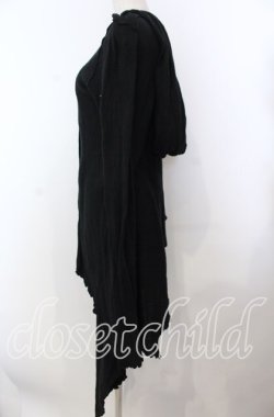 画像3: alice auaa / season42 [Beauty of Lamb] コットンニットフードイレギュラーカーデ  ブラック O-25-11-19-022-AA-TO-IG-OS