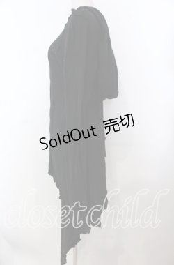 画像3: alice auaa / season42 [Beauty of Lamb] コットンニットフードイレギュラーカーデ  ブラック O-25-11-19-022-AA-TO-IG-OS