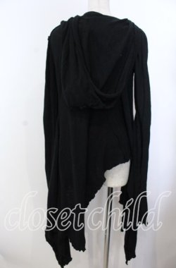 画像4: alice auaa / season42 [Beauty of Lamb] コットンニットフードイレギュラーカーデ  ブラック O-25-11-19-022-AA-TO-IG-OS