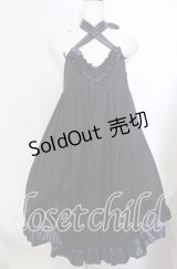 PEACE NOW / ストライプサテンホルターワンピース Ｍ ブラック×ブルー O-25-11-19-025-PU-OP-IG-OS