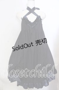 PEACE NOW / ストライプサテンホルターワンピース Ｍ ブラック×ブルー O-25-11-19-025-PU-OP-IG-OS