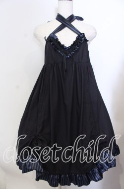 画像1: PEACE NOW / ストライプサテンホルターワンピース Ｍ ブラック×ブルー O-25-11-19-025-PU-OP-IG-OS