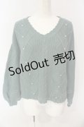 axes femme POETIQUE / パール配色アラン編みニット M グリーン O-25-01-21-040-AX-TO-SZ-OS
