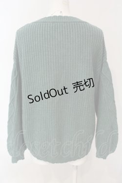 画像2: axes femme POETIQUE / パール配色アラン編みニット M グリーン O-25-01-21-040-AX-TO-SZ-OS
