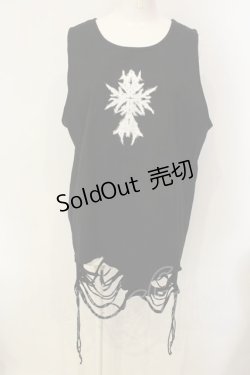 画像1: REFLEM / ダメージデザインタンクトップ F ブラック O-25-01-21-057-PU-TO-OW-ZT280