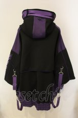 画像3: REFLEM / サイバー切り替えボリュームネック半袖ジャージパーカー F ブラック×パープル O-25-01-21-076-PU-TO-OW-ZT441 (3)
