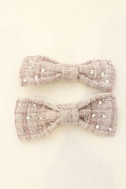 画像1: Swankiss / ツイードリボンクリップ  ピンク O-25-01-22-012-CA-AC-IG-OS