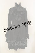 MARBLE / ゴシック調ドレープフリルタイ付きロングドレスワンピース  ブラック O-25-01-23-004-GO-OP-IG-OS