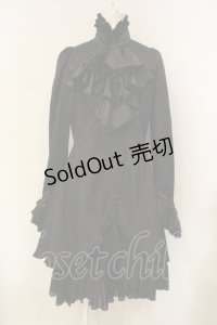 MARBLE / ゴシック調ドレープフリルタイ付きロングドレスワンピース  ブラック O-25-01-23-004-GO-OP-IG-OS