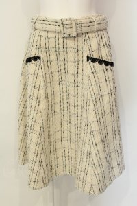 axes femme / ベルト付ツイードスカート M アイボリー O-25-01-23-042-AX-SK-IG-ZT238