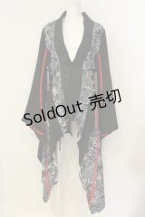 Qutie Frash / ロング着物カーデ  ブラック×レッド O-25-01-23-052-QU-JA-IG-OS