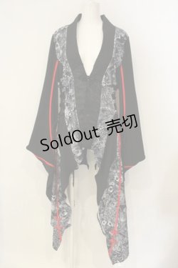 画像1: Qutie Frash / ロング着物カーデ  ブラック×レッド O-25-01-23-052-QU-JA-IG-OS