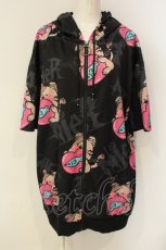 画像1: 【SALE】NieR CLOTHING / HALF SLEEVE ZIP OUTER パーカー  ハートミケ ブラック O-25-01-23-058-PU-TO-IG-ZT280 (1)