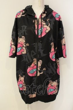 画像1: NieR Clothing / HALF SLEEVE ZIP OUTER パーカー  ハートミケ ブラック O-25-01-23-058-PU-TO-IG-ZT280