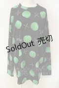 NieR Clothing / GREEN APPLE LONG CUTSEW カットソー  ブラック×グリーン O-25-01-23-059-PU-TO-IG-ZT280