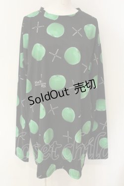 画像1: NieR Clothing / GREEN APPLE LONG CUTSEW カットソー  ブラック×グリーン O-25-01-23-059-PU-TO-IG-ZT280