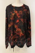 NieR Clothing / 総柄カットソー  ブラック×オレンジ系 O-25-01-23-062-PU-TO-IG-ZT280