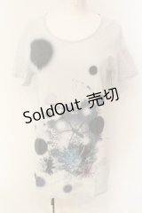 GADGET GROW / フラワープリントTシャツ M オフホワイト×ブルー系 O-25-01-23-069-GO-TS-IG-OS
