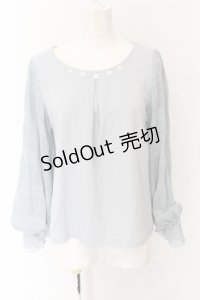 axes femme / ギャザー袖切替トップス M ブルー O-25-01-26-052-AX-TO-OW-OS