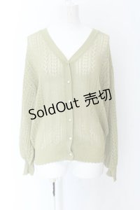 axes femme / 透かし編みカーディガン M グリーン O-25-01-26-054-AX-TO-OW-OS