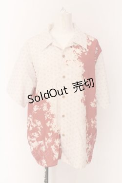 画像1: axes femme / 和柄ｍｉｘハワイアンシャツ M アカ O-25-01-26-077-AX-BL-OW-OS