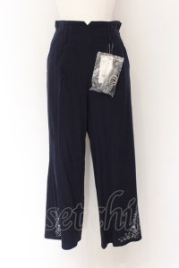 axes femme / 裾刺繍麻調パンツ M コン O-25-01-26-085-AX-PA-OW-ZY