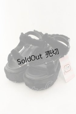 画像1: E hyphen world gallery / 厚底ファーサンダル M クロ O-25-01-27-041-LO-SH-OW-ZT-K002