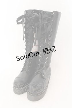 画像1: E hyphen world gallery / レースアップロングブーツ M クロ O-25-01-27-046-LO-SH-OW-ZT-K017
