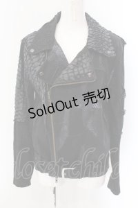 NAOTO SEVEN / 鱗ライダースジャケット  ブラック O-25-01-27-1003-HN-JA-OW-OS