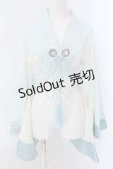 Qutie Frash / 着物ショートカーデ  サックス×ホワイト O-25-01-27-1036-QU-TO-OW-OS