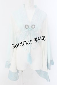 Qutie Frash / 着物ショートカーデ  サックス×ホワイト O-25-01-27-1036-QU-TO-OW-OS