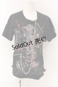 SEX POT ReVeNGe / チェーン付きカスタムTシャツ M ブラック O-25-01-28-027-SP-TO-OW-OS