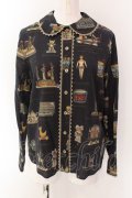 Jane Marple / Toy museum shiny-trim blouse ブラウス M ダークネイビー O-25-01-28-043-JM-BL-IG-OS