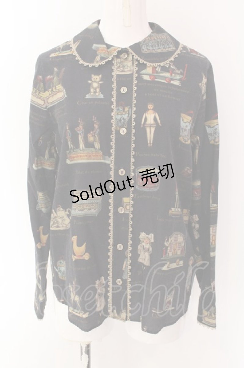 画像1: Jane Marple / Toy museum shiny-trim blouse ブラウス M ダークネイビー O-25-01-28-043-JM-BL-IG-OS (1)