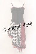 Qutie Frash / ダイヤアシメワンピース  ブラック×レッド O-25-01-28-054-QU-OP-IG-OS