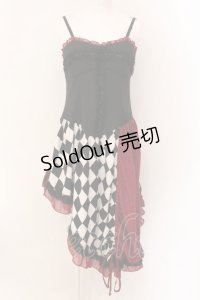 Qutie Frash / ダイヤアシメワンピース  ブラック×レッド O-25-01-28-054-QU-OP-IG-OS