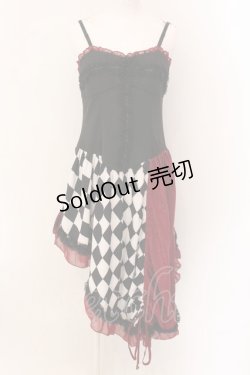 画像1: Qutie Frash / ダイヤアシメワンピース  ブラック×レッド O-25-01-28-054-QU-OP-IG-OS