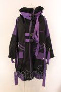 REFLEM / サイバー切り替えボリュームネック半袖ジャージパーカー  ブラック×パープル O-25-01-29-033-PU-TO-IG-OS