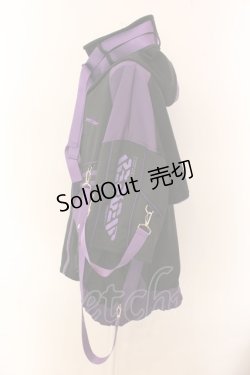 画像2: REFLEM / サイバー切り替えボリュームネック半袖ジャージパーカー  ブラック×パープル O-25-01-29-033-PU-TO-IG-ZY